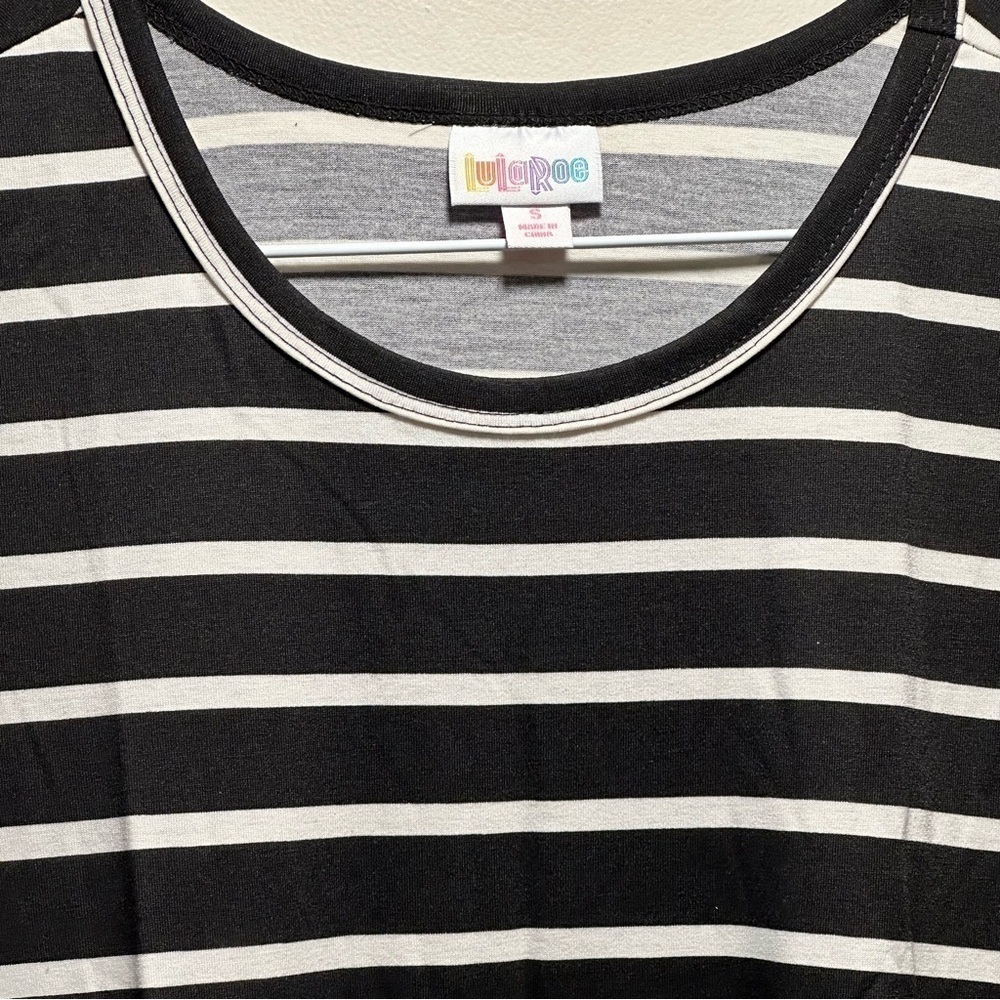 LulaRoe Carly Midi Dress High Low Hem Stretchy Comfortable Black & White S 6-8 - Picture 5 of 15